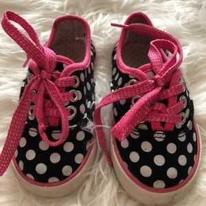 Black and white polka dot sneakers